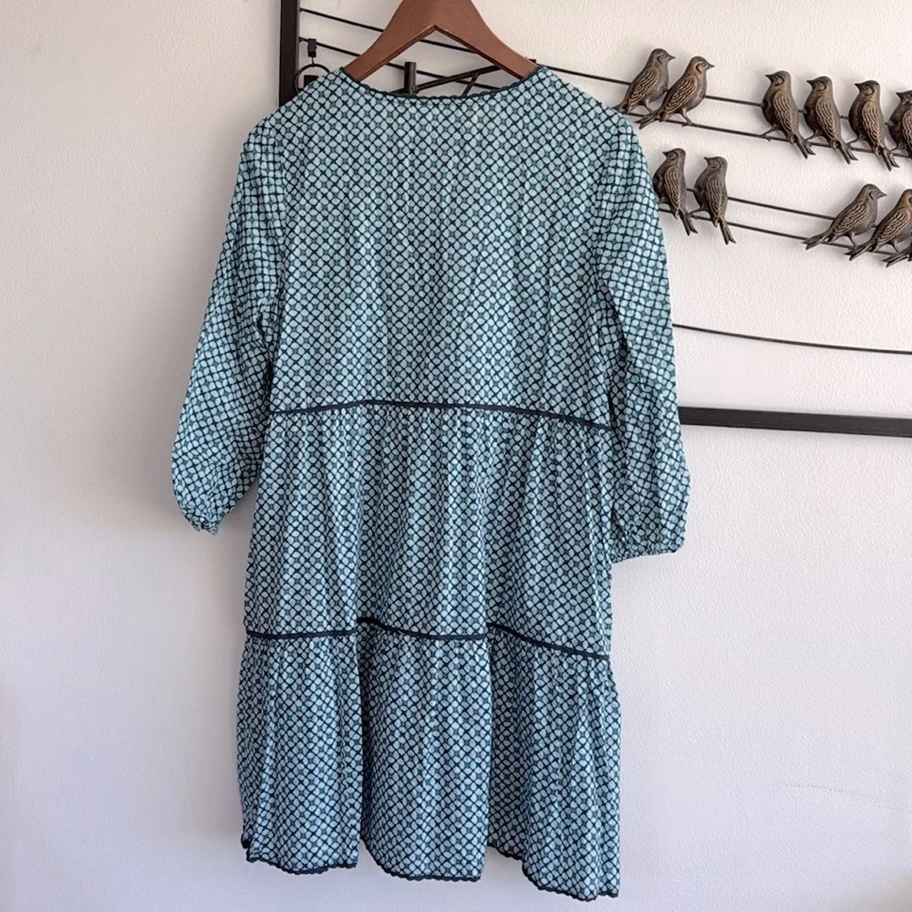 Sundance Womens Blue Cotton Boho Dress Pockets Tassel Neckline Size PS Spring‎